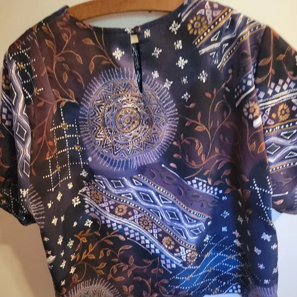 BonWorth Women's Blouse - Black and Purple with Brown Accents - Picture 3 of 8